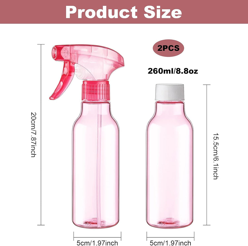 Cosywell 3 Pack Plastic Spray Bottles 8.8oz/260ml Empty Spray Bottle for Cleaning Mist/Stream Heavy Duty Water Spraying Bottle for Cooking Solutions Essential Oils Hair Care(Green Pink Purple)