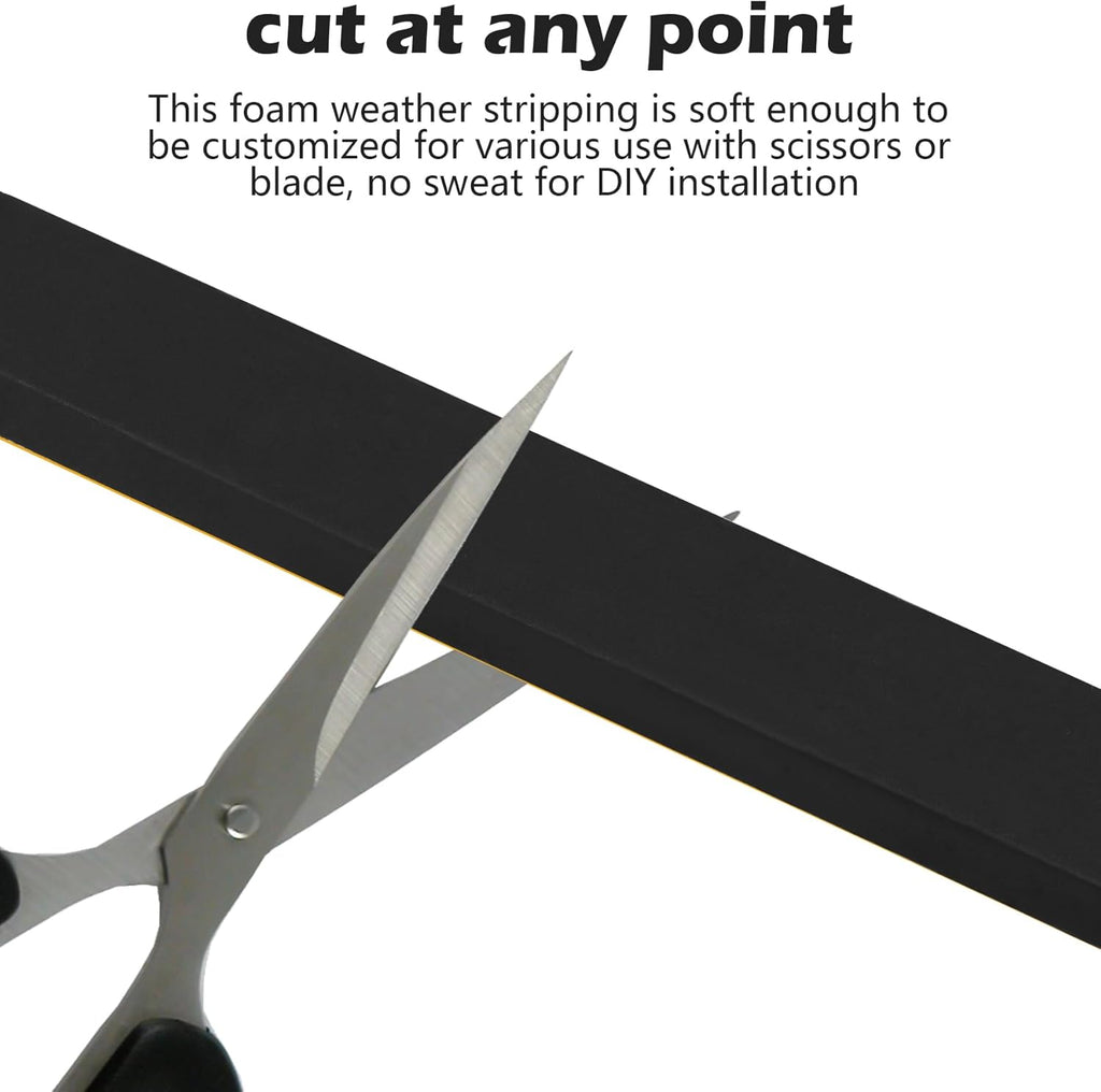 ToLanbbt Black Door Window Weather Stripping Self Adhesive Foam Tape High Density Foam Sealing Strip Window Insulation Weatherproof Gasket Tape 1" Wide X 3/4" Thick, 6.5 Ft X 2 Rolls, Total 13 Feet