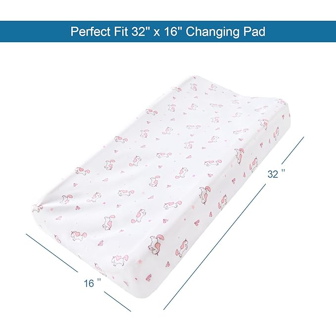Changing Pad Cover for Girls 4 Pack, Comfy & Breathable Changing Table Cover for 32''x16" Changing Table Pads, Diaper Changing Pad Cover, Pink
