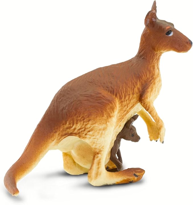Safari Ltd. Kangaroo with Baby Figurine - Realistic 4" Hand-Painted Wildlife Toy - Educational Companion for Boys, Girls & Kids Ages 3+