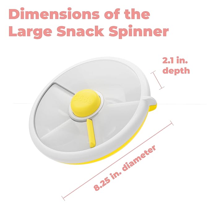 GoBe Kids Large Snack Spinner Slide Bundle with Hand Strap and Sticker Sheet - Reusable Snack Container with 4 Compartment Dispenser and Lid | BPA/PVC Free | Dishwasher Safe | No Spill - Mint Green