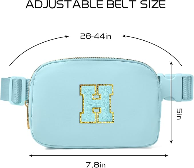 Gitus Gifts for 8 9 10 11 12 Year Old Girls Belt Bag Fanny Pack Crossbody Bags with Initial Letter Patch Cute Stuff Birthday Gifts for Teen Girls Women Personalized Trend Stuff (Icing Blue-H)