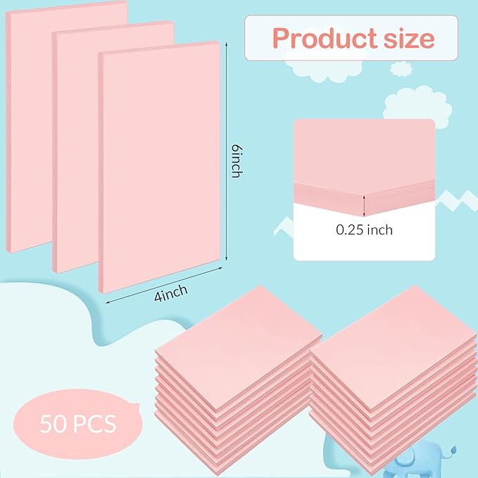 Frienda 50 Pack Rubber Carving Blocks 4 x 6 Inch, Rubber Stamp Carving Blocks for Printmaking, Printing, DIY Craft Project, Soft Block Stamp for Beginners and Professional(Pink)