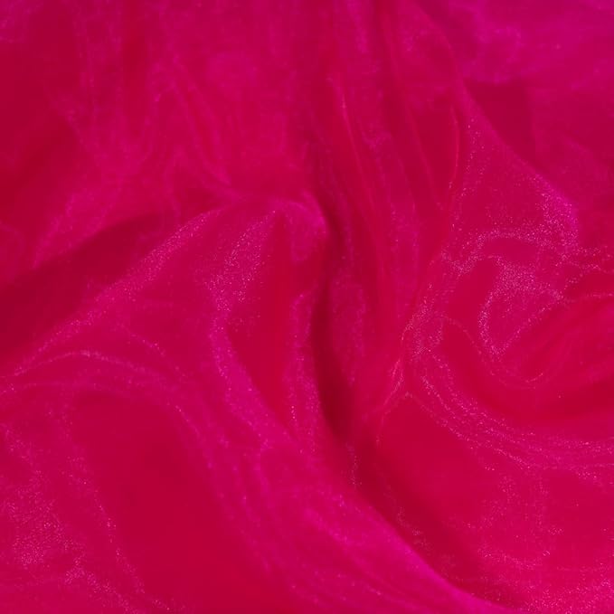Fynite Sheer Organza Fabric - 1 Yard Long, 44" Wide - Bridal Solid Sheer Organza Bolt for Wedding Dress Fashion Craft Decorations - Silky Shiny - Hot Pink