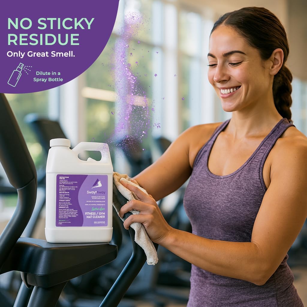 SwaytAway Fitness Mat Cleaner Concentrate – 32oz Lavender Essential Oil Formula – Aromatherapy Yoga Mat Spray for Home & Studio – Makes 4 Gal – Natural Scented Cleaning Solution