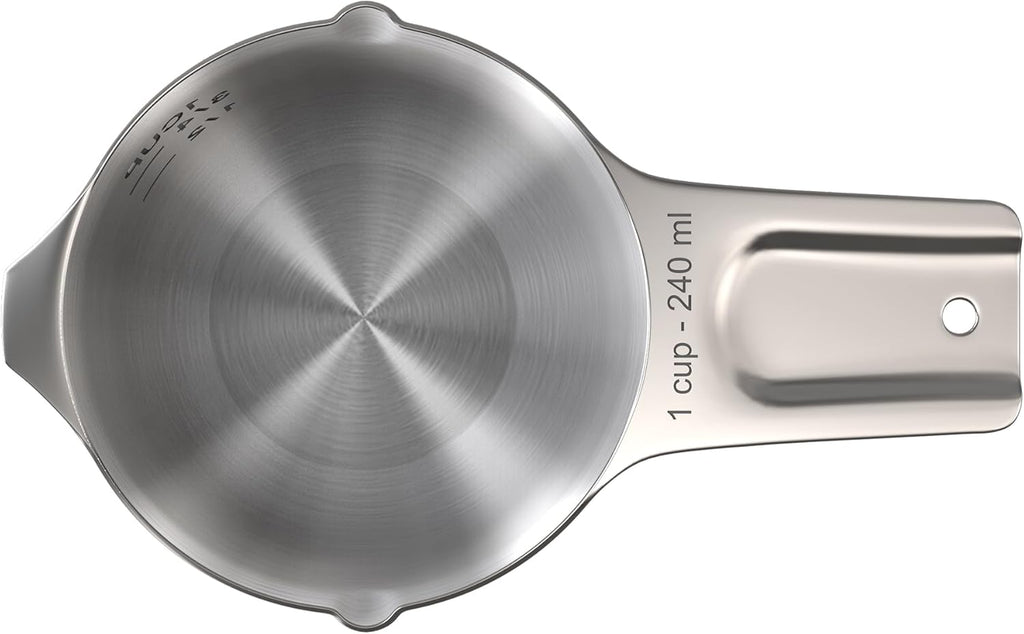 Color Up 1 Cup Measuring Cup (240 ml) – Premium Chrome Stainless Steel, Accurate for Wet & Dry Ingredients, Embossed Markings, Easy-Pour Spouts, Dishwasher-Safe, Kitchen Essential