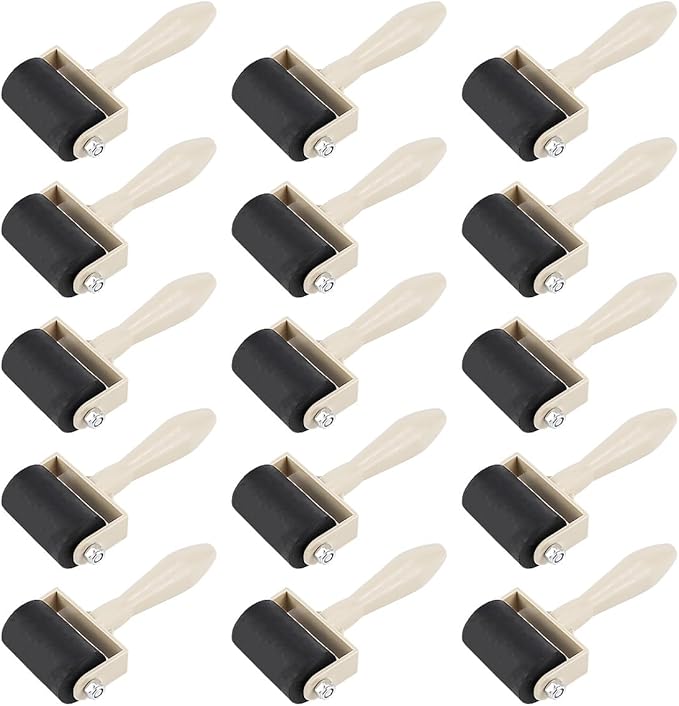 15Pcs Printmaking Brayer Rubber, Relief Printing Brayers Plastic Brayer Brayer Rollers Art Craft Roller for Printmaking,Ink,Wallpapers Stamping Gluing