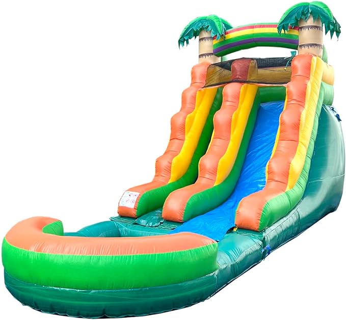 Inflatable Water Slides for Kids - Backyard Inflatable Water Slides with Splash Pool - Tropical Complete with Blower, and Stakes - 25.5' x 9' - 15' Tall