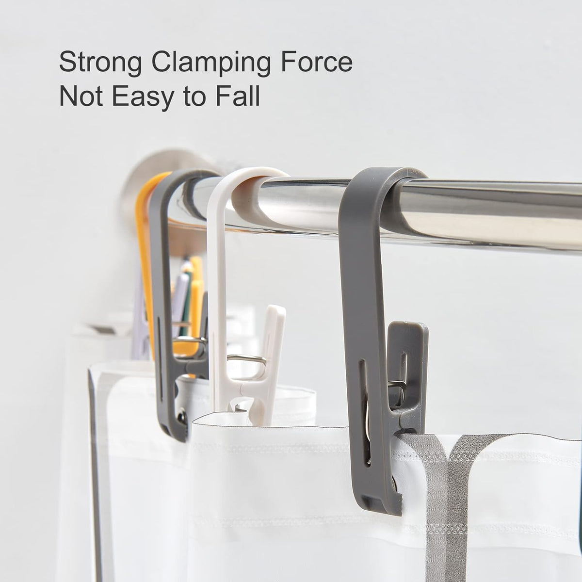 Large Clothes Pins Towel Clips, 12 Pcs Multipurpose Clothes Pins Hook, Strong Plastic Clothes Hanger. S Hook for Shower Curtain Laundry Clothes pins