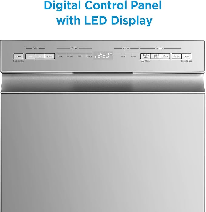 Midea MDF18A1AST Built-in Dishwasher with 8 Place Settings, 6 Washing Programs, Stainless Steel Tub, Heated Dry, Energy Star