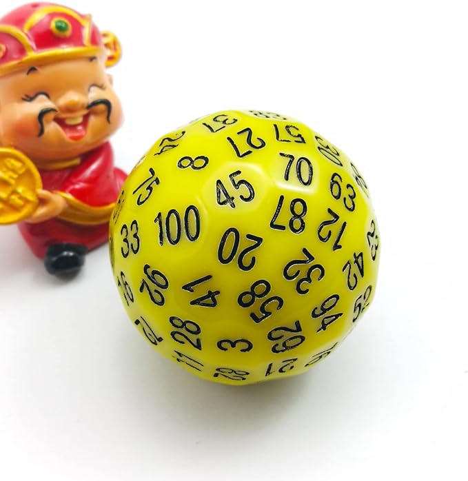 Bescon Polyhedral Dice 100 Sides Dice, D100 die, 100 Sided Cube, D100 Game Dice, 100-Sided Cube of Yellow Color