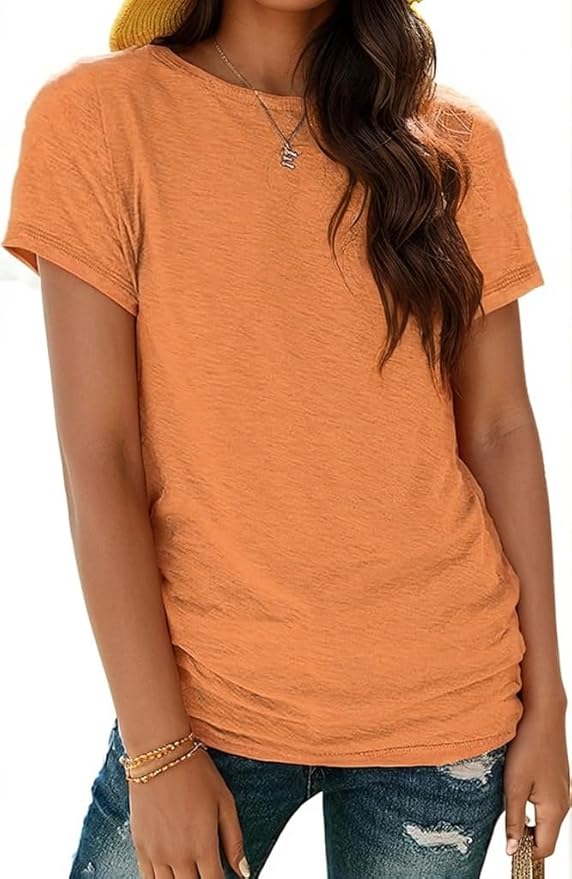 Soft Short Sleeve Shirts for Women, Crew Neck T Shirts for Women Loose Fitting Lightweight Top Basic Tee Shirt