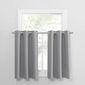PONY DANCE Short Blackout Curtains for Kitchen, Black Out Thermal Insulated Window Drapes Grommet Room Darkening Half Window Curtains for Studio Dorm Loft(2 Panels, W 34 x L 36 inches, Silver Grey)