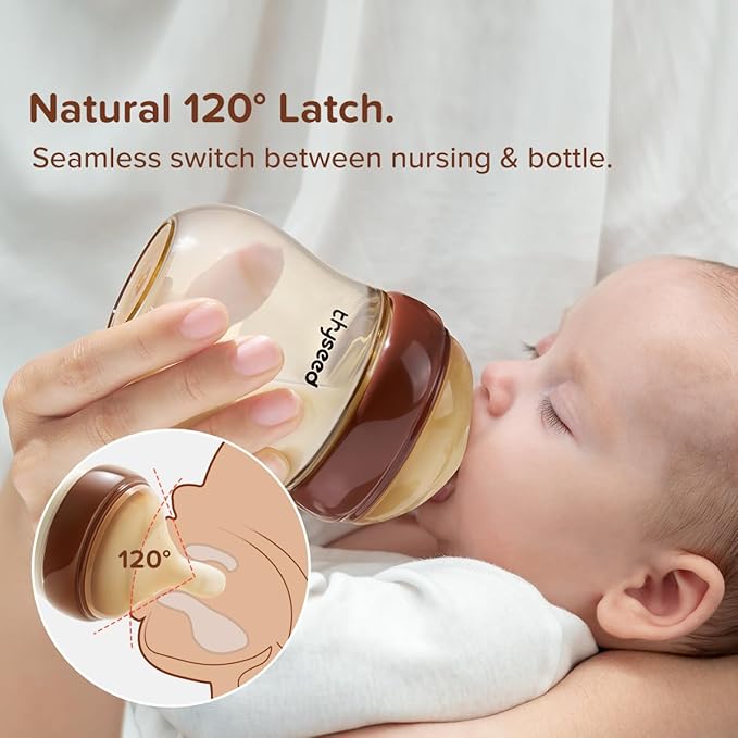 Thyseed PPSU Natural Anti-Colic Baby Bottles | Newborn Breast Like Nursing Bottle for Breastfed Babies with Nipple(0-1 Months),5oz,1pack