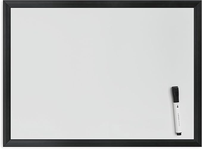 U Brands Magnetic Dry Erase Board White Board, 24" x 18" Inches, Black Wood Frame (307U00-01)
