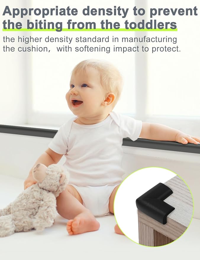 Foam Corner Protector Edge and Corner Guard, with 12.5 feet Length Foam Safety Bumpers, Baby Proofing Safety Table Corner Protectors (Black 12.5ft)