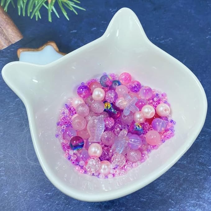 Assorted Glass Resin Beads Multi Size Colors Smooth Cracked Gravel Millet Spacer Beads for Bracelets Necklace Earring DIY Jewelry Making Craft(Sakura Pink Series)