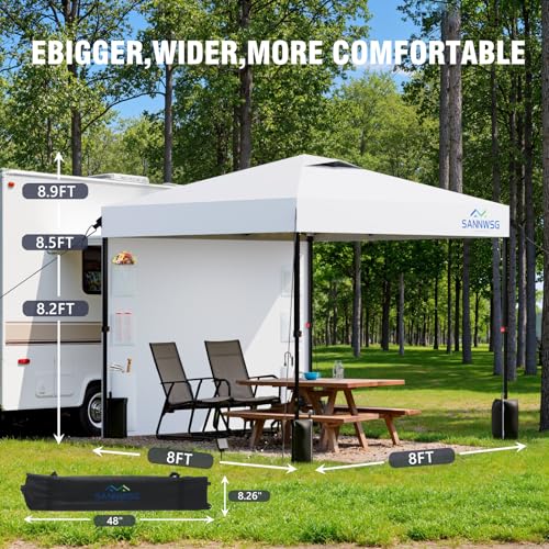 8X8 Pop Up Canopy Tent,Removable Pockets Sidewall for Extra Storage,Easy Up Canopy,Heavy Duty One Person Set Up Event Tent,White - style: 8X8 FT