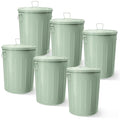 Plexon Large Metal Trash Can with Lid 20 Gallon, Decorative Outdoor Trash Can Heavy Duty Galvanized Metal Bucket with Lid for Garage Workshop Ash Storage Farmhouse, Green 6 Pack