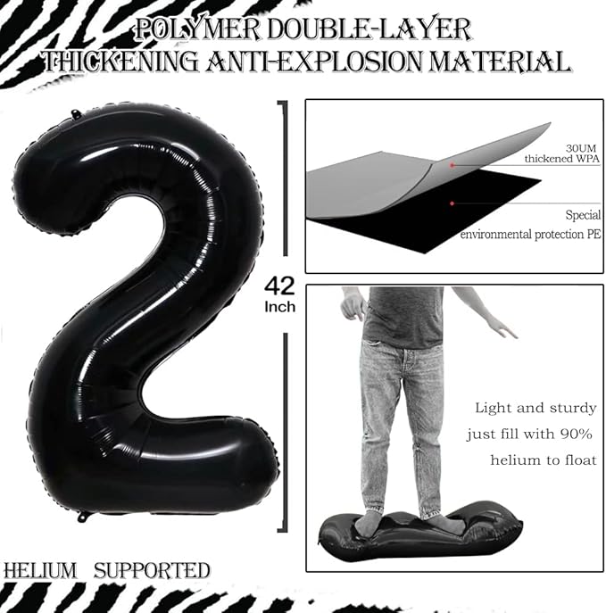 GOER Number 20 Balloons for 20th Birthday Party Decorations,42 Inch Jumbo Foil Helium Balloons for 20th Anniversary (Black)