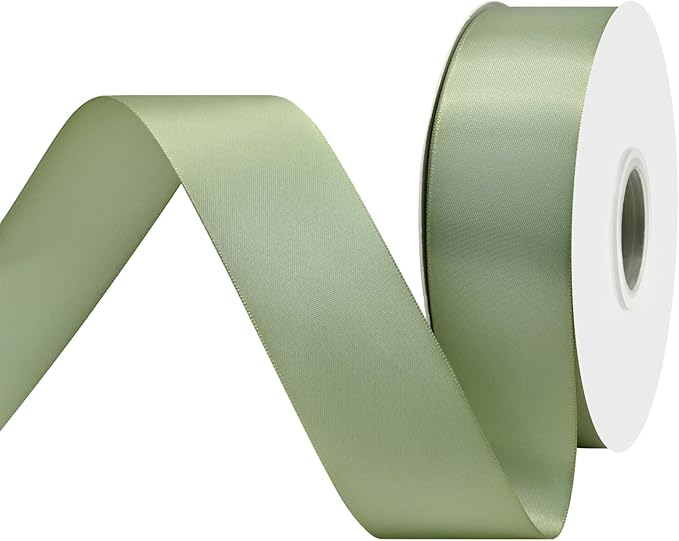 Spring Moss Satin Ribbon 1-1/2" X 50 Yards Solid Color Double Faced Ribbons Perfect for Crafts Wedding Decor Bow Making Arts Sewing and More