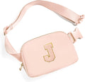 Gitus Gifts for 8 9 10 11 12 Year Old Girls Belt Bag Fanny Pack Crossbody Bags with Initial Letter Patch Cute Stuff Birthday Gifts for Teen Girls Women Personalized Trend Stuff (Coral Pink-J)