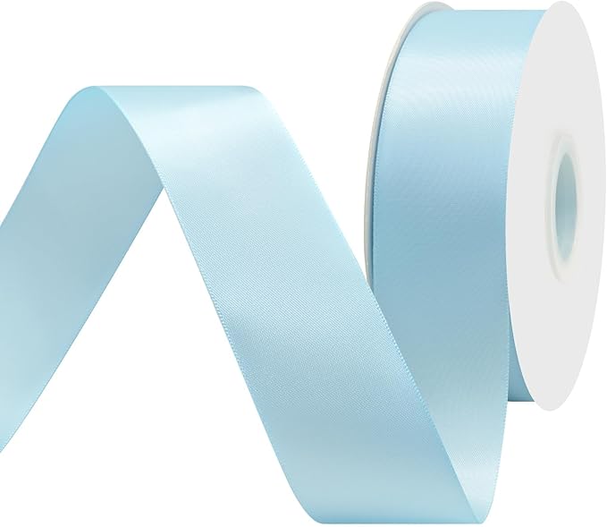 Lt.Blue Satin Ribbon 1-1/2" X 50 Yards Solid Color Double Faced Ribbons Perfect for Crafts Wedding Decor Bow Making Arts Sewing and More