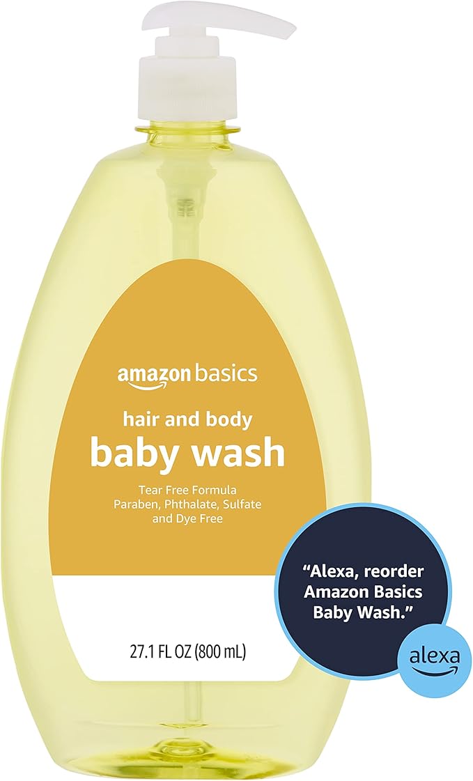 Amazon Basics Tear-Free Baby Hair and Body Wash, 27.1 Fluid Ounce, Lightly Scented, 2-Pack (Previously Solimo)