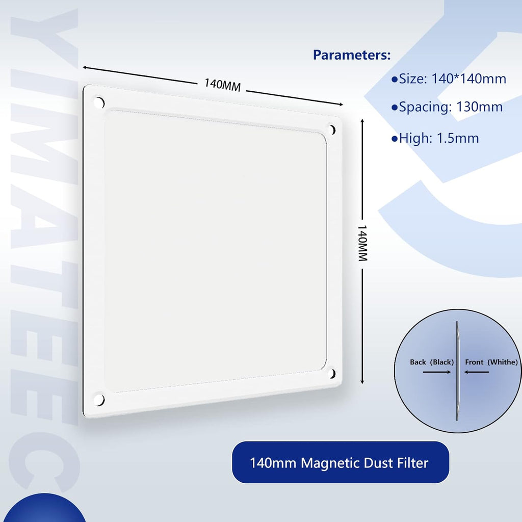Dust Filter PC 140mm for Computer Cooler/PSU/Routers Nylon 80 Mesh, Magnetic Frame Fan Dust Mesh PC Cooler Filter Dustproof Computer Fan Grills (Nylon, 140 * 140mm, 2pcs, White)