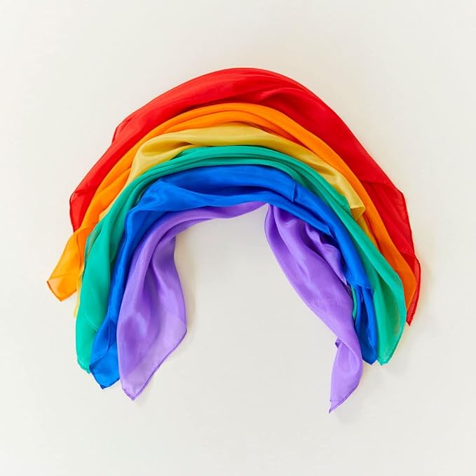 Sarah's Silks Mini Playsilks | Solid Colors | Creative Waldorf Toys for Education and Open-Ended Play (Set of 6 Primary)