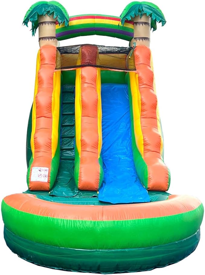 Inflatable Water Slides for Kids - Backyard Inflatable Water Slides with Splash Pool - Tropical Complete with Blower, and Stakes - 25.5' x 9' - 15' Tall