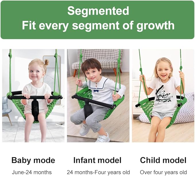 Toddler Swing & 2-in-1Baby Swing - Adjustable Rope Swing Seat for Kids | Indoor & Outdoor Durable Backyard Swing Set for Infants & Toddlers (Green)
