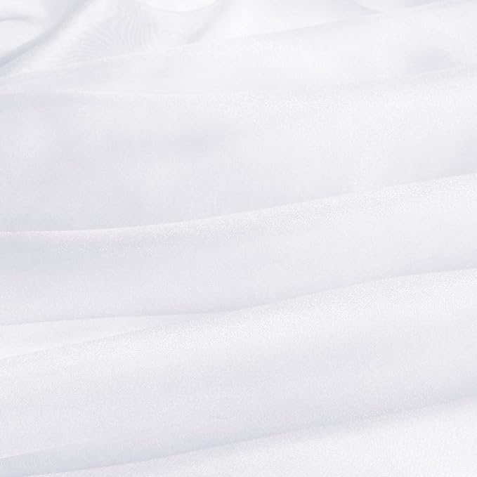 VACVELT Sheer Organza Fabric by The Yard, 60 Inch Wide White Organza Fabric Bolt Bridal Sheer Tulle Fabric, Silk Organza Fabric Roll for Wedding Party Decorations Backdrop Curtain (1 Yard)