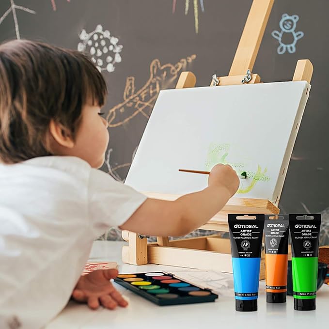GOTIDEAL Acrylic Paint Metallic Rose Gold(120ml, 4.1 oz) Non Toxic Non Fading,Rich Pigments for Painters, Adults & Kids, Ideal for Canvas Wood Clay Fabric Ceramic Craft Supplies