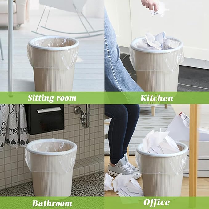 Teivio 3 Gallon 300 Counts Clear Trash Bags Garbage Bags, Mini Waste Basket Liners,Bathroom Trash Can Bin Liners, Small Plastic Bags for Home Office Kitchen Car Bedroom Dog waste Baby Diaper