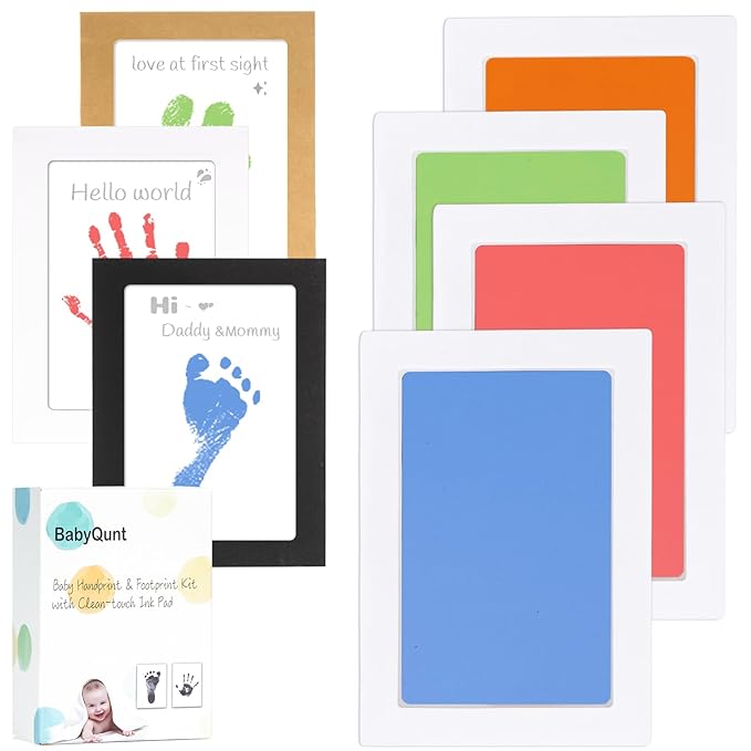 Inkless Baby Hand and Footprint Kit,Clean-Touch Ink Pad Kit,Safe No Mess Printing Infant Hand Foot Stamp,4 Pack Newborn Inkless Print Pads Best Keepsake or Gifts for Family