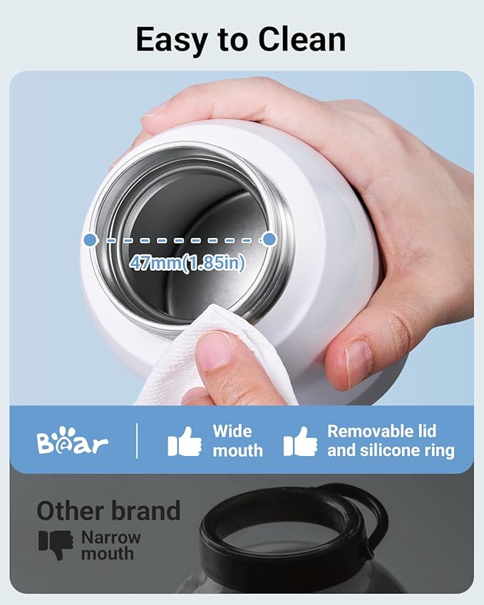 Bear Portable Bottle Warmer for Travel, Milk Warmer for Breastmilk Formula, 17oz Large Capacity Water Warmer with Precise Temp Control, Fast Heating&Long Battery for Travel Car Airplane