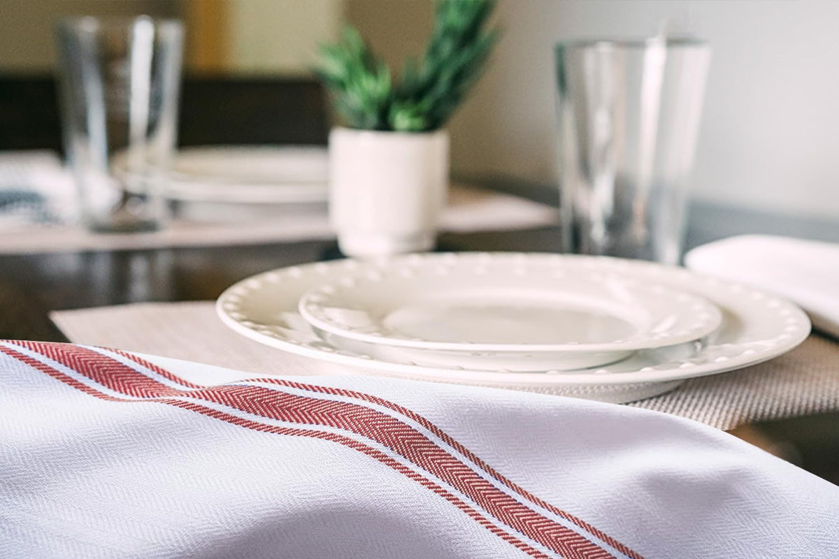 Dish Towels Set (Value Pack of 15) Size 15x25 Inch, 100% Cotton Soft & Absorbent Linen Kitchen Towels, Tea Towels, Reusable Cleaning Cloths for Household Cleaning (Red)