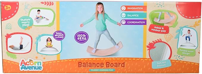 Non Slip Balance Board, 35 Inch Non Slip Felt Rocker Board Durable Wood, Kids Toddler Open Ended Learning Toy, Yoga Curvy Board
