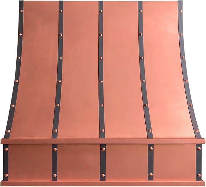 CT Copper Tailor Sloped Copper Vent Hood Wall Mount,36'' W,27''H, 610 CFM Exhaust Fan,Stainless Steel Vent,LED Light,Dishwasher-Safe Baffle Filters,VH8TR1