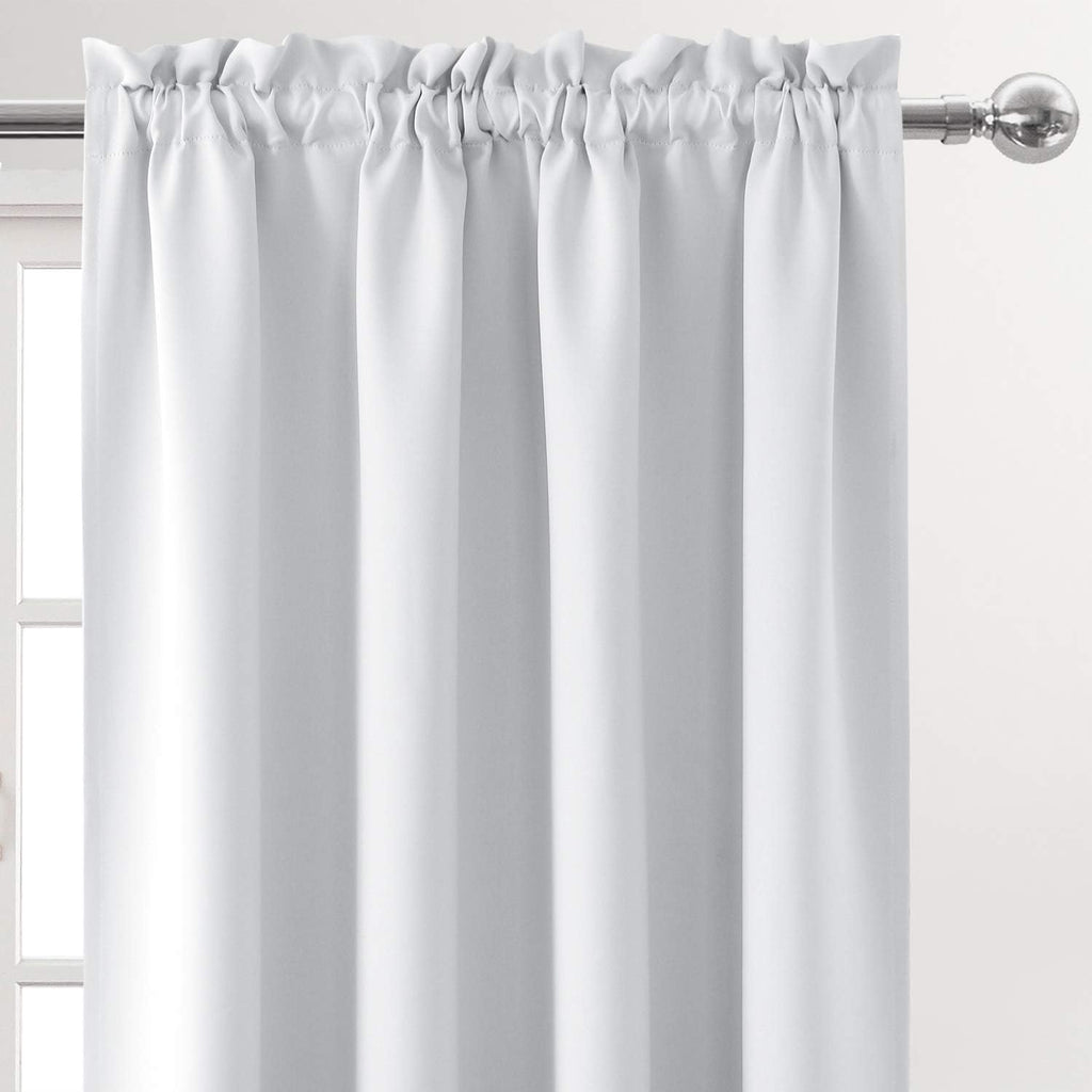 DWCN Blackout Curtains for Bedroom – Rod Pocket Thermal Insulated Noise Reducing Noise Reducing Drapes for Living Room, W 52 x L 95 Inch, 2 Panels, Greyish White