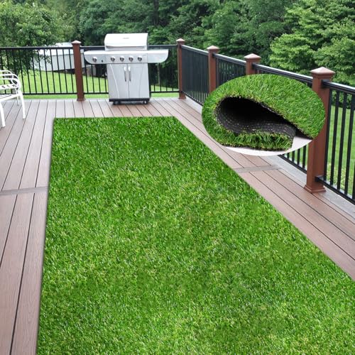 Weidear Artificial Grass 3 ft x 12 ft, 0.8 inch Fake Grass Mat, 4 Tones Synthetic Turf Rug, Indoor Outdoor Turf Grass for Dogs Pets/Patio Lawn Landscape Garden, Customized Sizes - size: 3X12ft