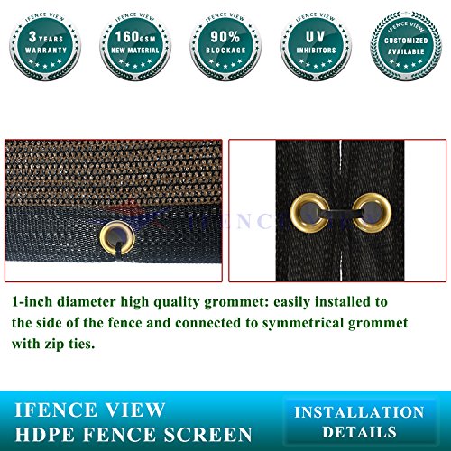 Ifenceview 4'x1' to 4'x50' Brown Shade Cloth/Fence Privacy Screen Fabric Mesh Net for Construction Site Yard Driveway Garden Railing Pool Balcony Canopy Awning 160 GSM UV Protection (4' x 3') - size: 4' x 3'