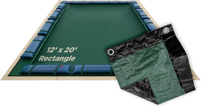 Buffalo Blizzard Supreme Plus 12 ft x 20 ft Rectangular Winter Pool Cover | Green/Black | Heavy Duty for Above Ground Swimming Pools | Easy Install | Cold & UV Resistant | Seasonal Debris Protection