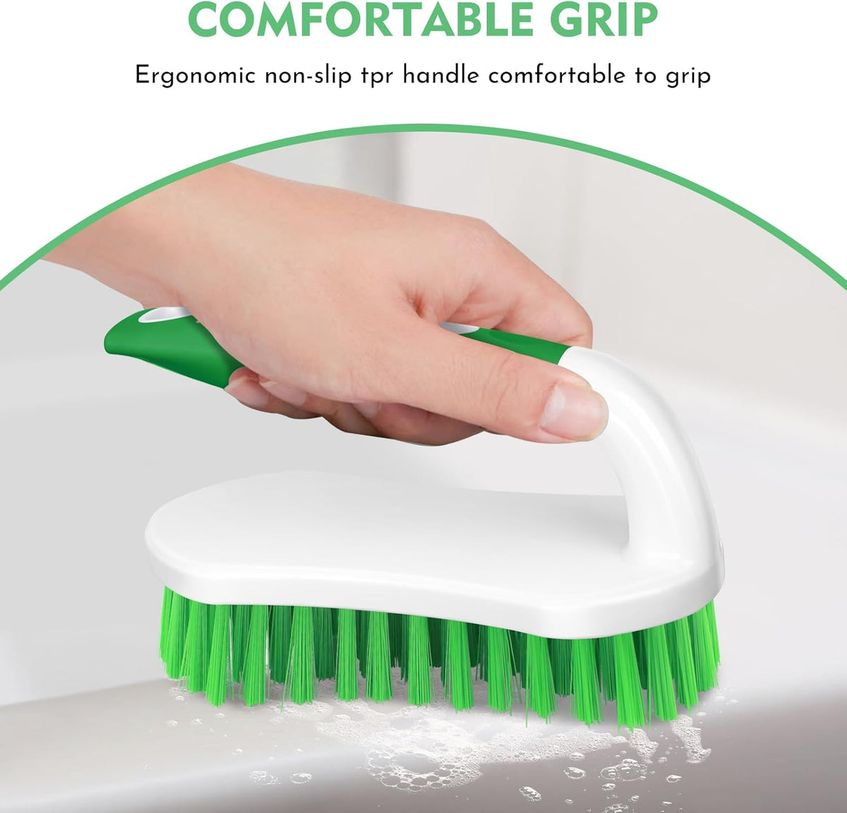 SetSail Scrub Brush, Heavy-Duty Scrub Brushes for Cleaning with Stiff Bristles Cleaning Brush for Shower, Bathroom, Carpet, Kitchen and Bathtub Scrubber - 2 Pack Green