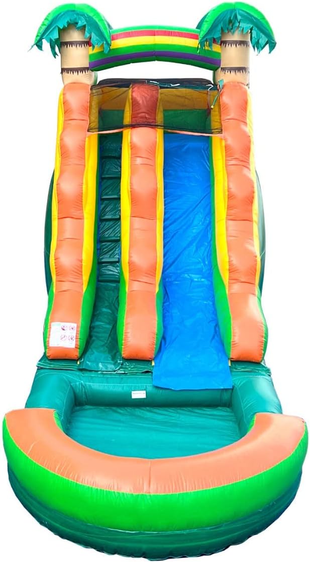 Inflatable Water Slides for Kids - Backyard Inflatable Water Slides with Splash Pool - Tropical Complete with Blower, and Stakes - 25.5' x 9' - 15' Tall