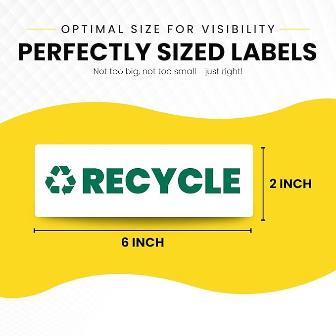 Recycle Sticker for Trash Bins – Heavy Duty, Recycle Only Sticker - 3-5 Year Indoor/Outdoor Rated - Heavy Duty, Weather Proof, Ultra Durable - USA Made (6x2 inch), 20 Labels