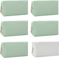 Bridesmaid Proposal Gifts Letter Cosmetic makeup bag bulk for Wedding Party Favors Bachelorette party decorations Toiletry Organizer Bag Makeup Case Gift (6, White&sage green)