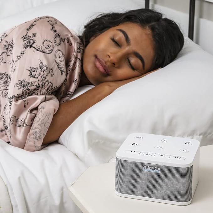 Serene Evolution 45 Sound Portable White Noise Machine - Sleep Sound Machine for Adults, Kids, Baby, Home, Office Privacy - White Noise Machine for Office - Nature Sound Machine - White Noise Maker