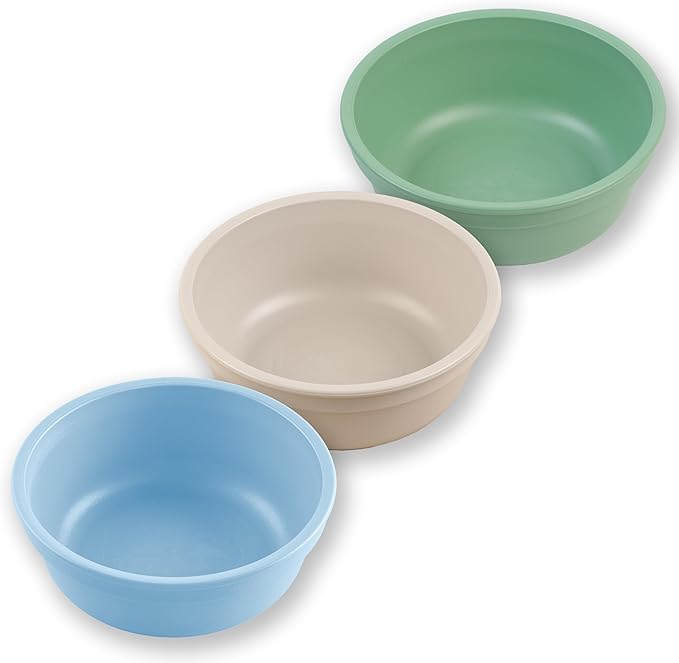Re-Play 12 Oz. Toddler Bowls for Snack and Everyday Dining - Dishwasher and Microwave Safe - Made in USA - Set of 3-5.75" x 5.75" x 2" - Beach Baby